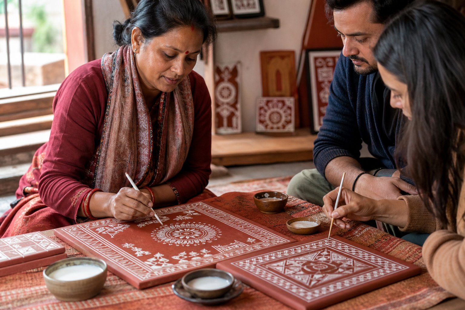 Illustrative Aipan art workshop guided by a Kumaoni artist
