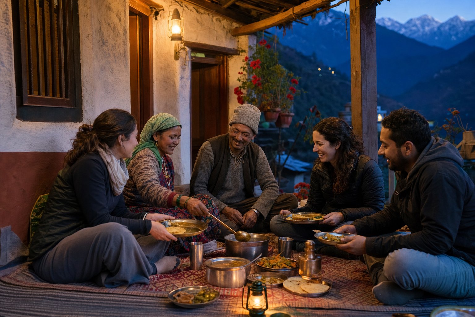 Illustrative evening meal shared with village homestay hosts in Uttarakhand